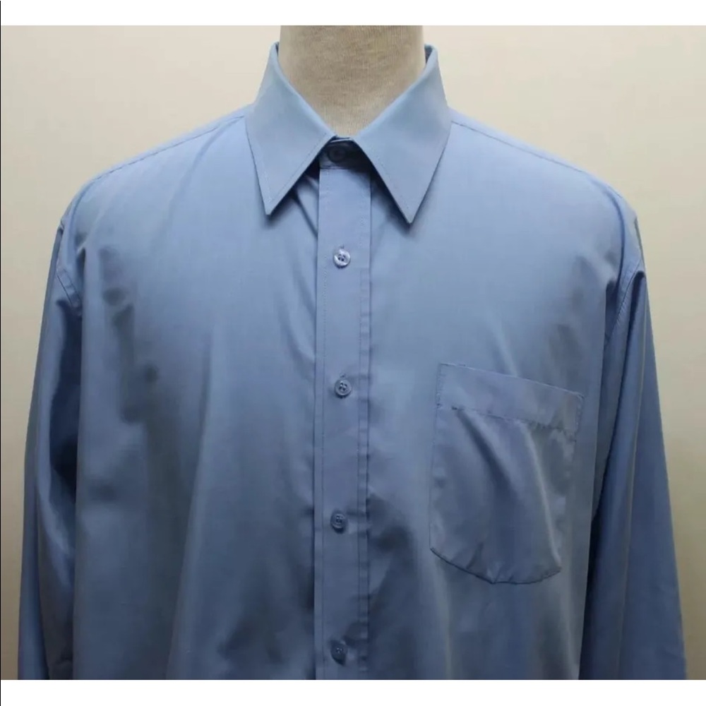 Bruno Boss Style In Italy Men's Long Sleeve Blue Dress Shirt Large 16-16 1/2